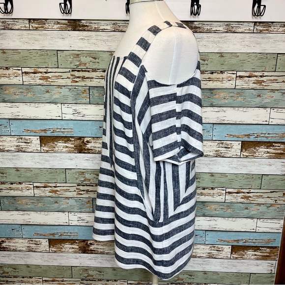 Soft Surroundings Striped Sunset Park Tunic Cold Shoulder Linen Blend Size Small - Picture 4 of 9